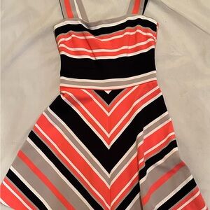 Chic Striped Dress in Coral and Black